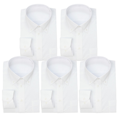 送料無料 レギュラー ボタンダウン 5枚セット 長袖 白 ホワイト ワイシャツ メンズ 全サイズ 6041 Set 宅配便のみ ワイシャツセット ワイシャツ通販 アトリエ365