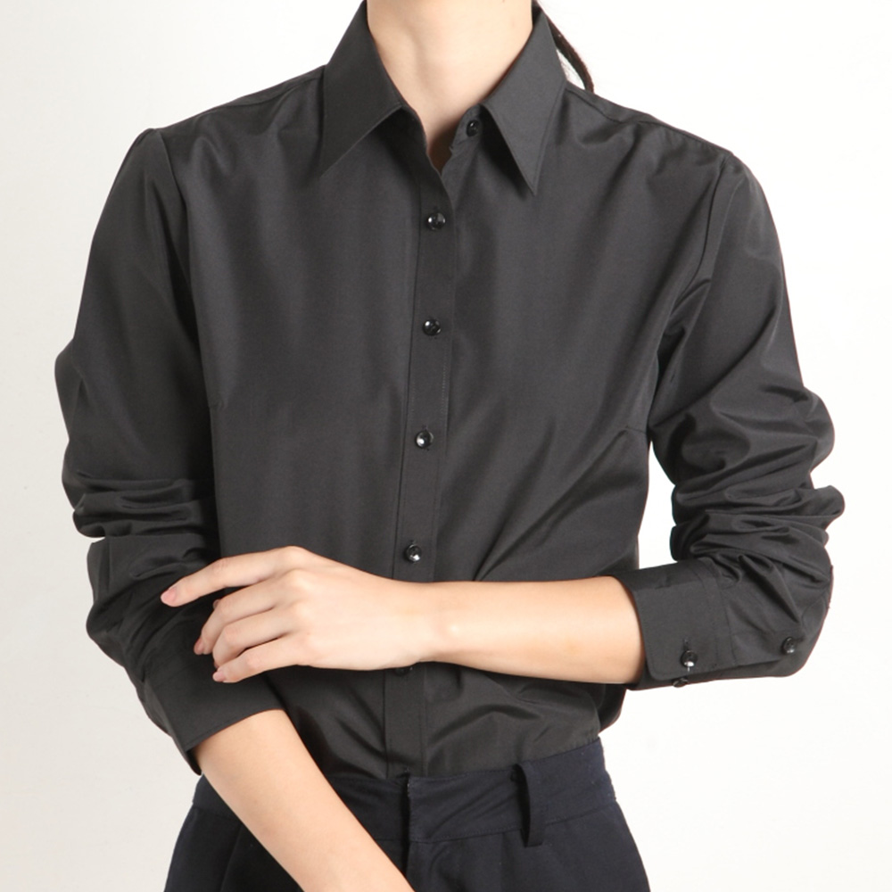 新品 Munsingwear レディースシャツ 3L ブラック Munich（ミューニック） ブラウス シャツ オーガンジー×レースリブカフ